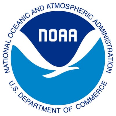 The NOAA seal: a circular emblem showing a white seabird in flight over blue water, ringed by the words National Oceanic and Atmospheric Administration and U.S. Department of Commerce.